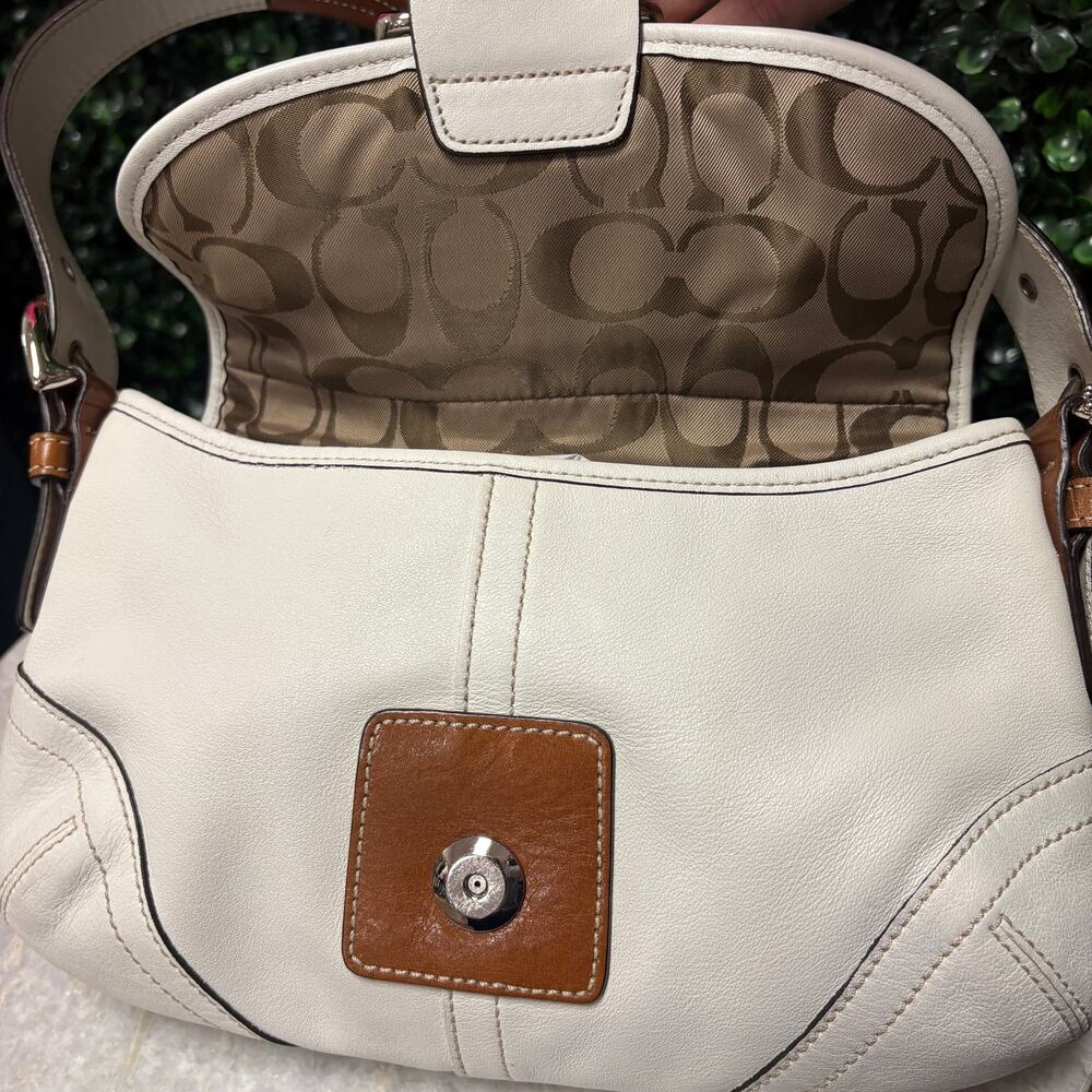 Coach SoHo Shoulder Bag white brown leather vintage y2k - Picture 8 of 15
